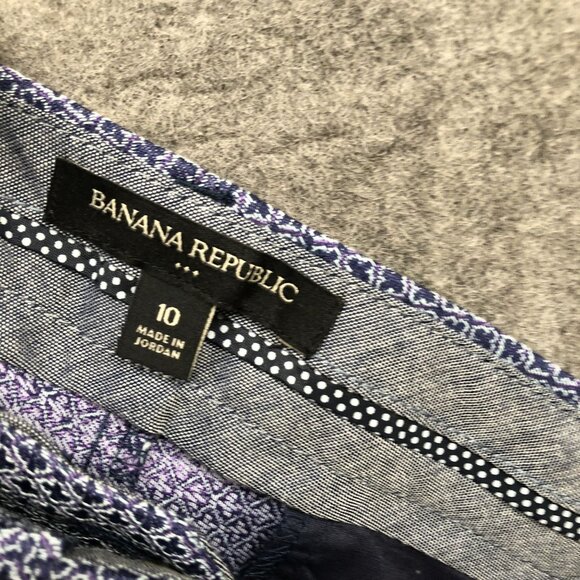 Banana Republic Tailored Shorts Womens Size 10 Blue Diamond Printed Flat Front - Picture 9 of 11